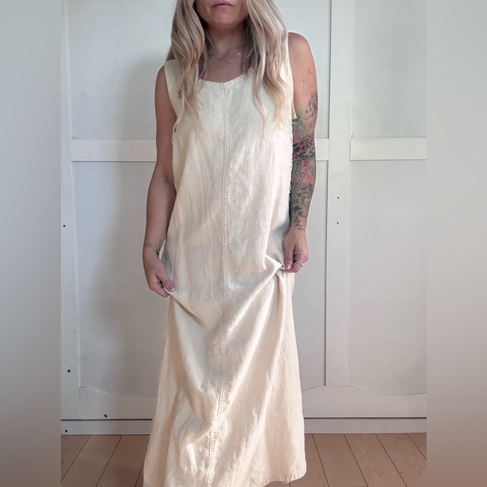 Linen Cream Maxi Dress